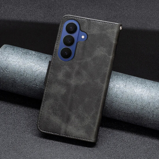 Samsung Galaxy A57 Hoesje - MobyDefend Wallet Book Case Met Koord - Zwart