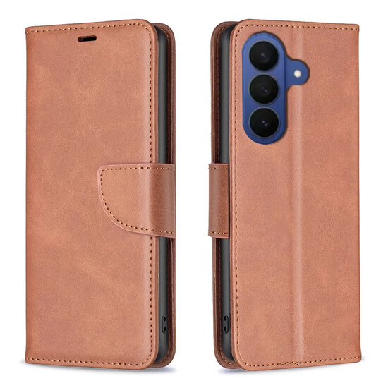 Samsung Galaxy A57 Hoesje - MobyDefend Wallet Book Case Met Koord - Bruin