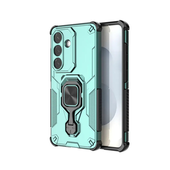 Samsung Galaxy S26 Hoesje - MobyDefend Dubbelgelaagde Pantsercase Met Standaard - Turquoise