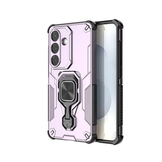 Samsung Galaxy S26 Hoesje - MobyDefend Dubbelgelaagde Pantsercase Met Standaard - Roze