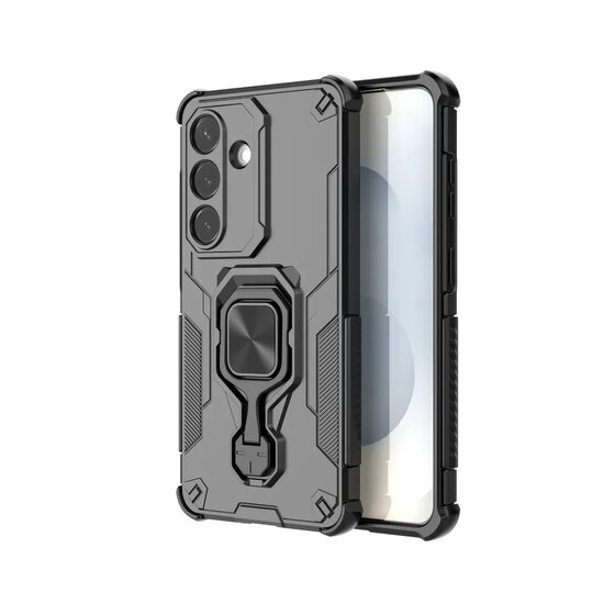 Samsung Galaxy S26 Hoesje - MobyDefend Dubbelgelaagde Pantsercase Met Standaard - Zwart