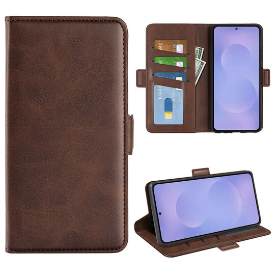 Samsung Galaxy S26 Hoesje - MobyDefend Luxe Wallet Book Case (Sluiting Zijkant) - Bruin