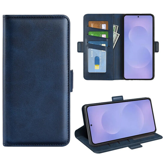 Samsung Galaxy S26 Hoesje - MobyDefend Luxe Wallet Book Case (Sluiting Zijkant) - Blauw