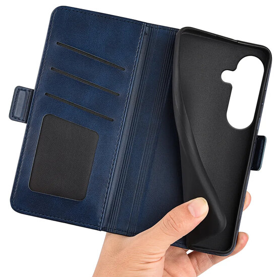 Samsung Galaxy S26 Hoesje - MobyDefend Luxe Wallet Book Case (Sluiting Zijkant) - Blauw