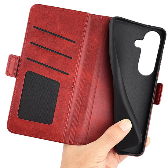 Samsung Galaxy S26 Hoesje - MobyDefend Luxe Wallet Book Case (Sluiting Zijkant) - Rood