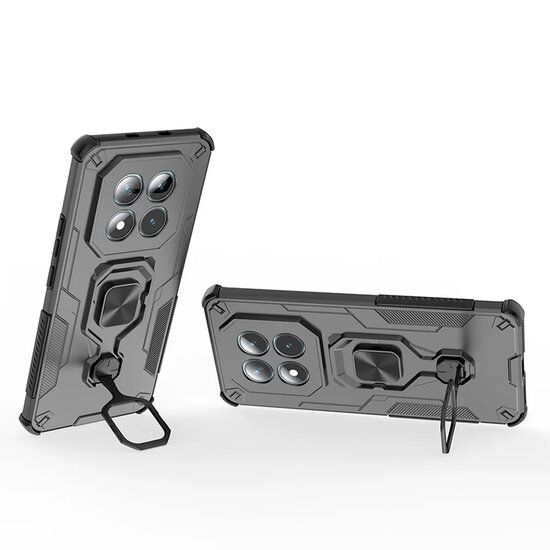 Xiaomi Redmi Note 15 5G Hoesje - MobyDefend Dubbelgelaagde Pantsercase Met Standaard - Zilvergrijs