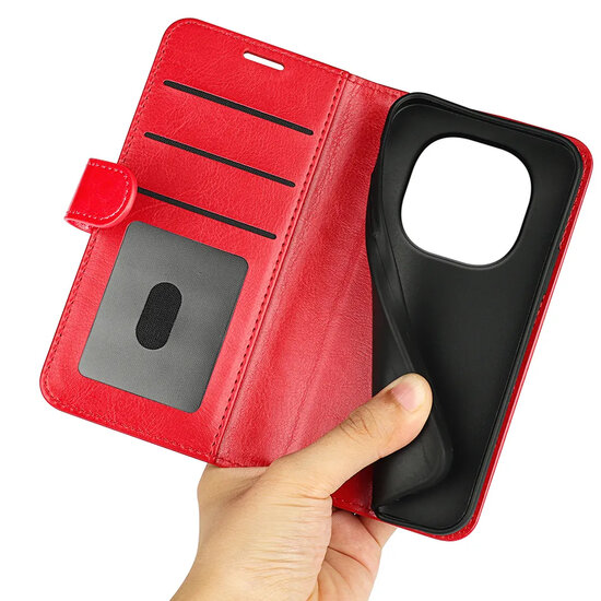 Xiaomi Redmi Note 15 4G Hoesje - MobyDefend Wallet Book Case (Sluiting Achterkant) - Rood