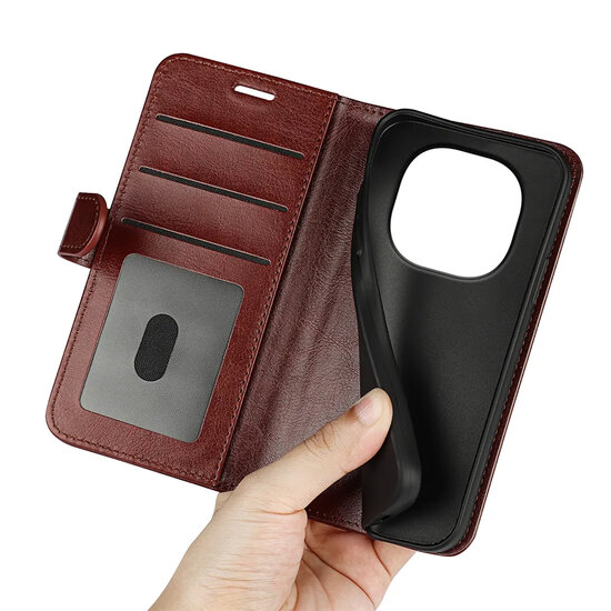 Xiaomi Redmi Note 15 4G Hoesje - MobyDefend Wallet Book Case (Sluiting Achterkant) - Bruin