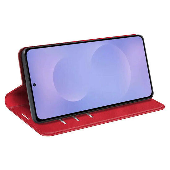 Samsung Galaxy S26 Hoesje - MobyDefend Luxe Wallet Bookcase (Magnetische Sluiting) - Rood