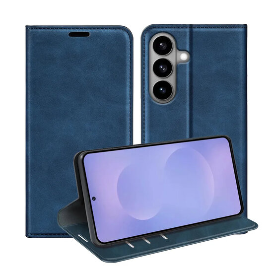 Samsung Galaxy S26 Hoesje - MobyDefend Luxe Wallet Bookcase (Magnetische Sluiting) - Blauw