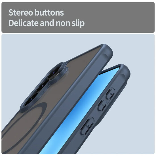 Samsung Galaxy S26 Plus (S26+) Hoesje - MobyDefend MagSafe Case Mat Transparant Met Gekleurde Rand - Blauw
