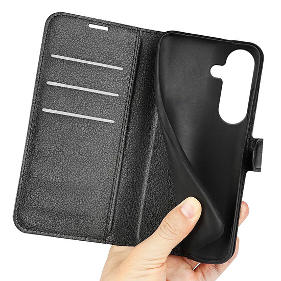 Samsung Galaxy S26 Hoesje - MobyDefend Kunstleren Wallet Book Case (Sluiting Voorkant) - Zwart