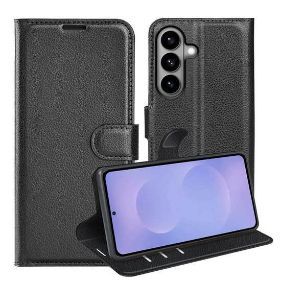 Samsung Galaxy S26 Hoesje - MobyDefend Kunstleren Wallet Book Case (Sluiting Voorkant) - Zwart