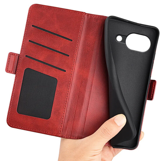 Google Pixel 10a Hoesje - MobyDefend Luxe Wallet Book Case (Sluiting Zijkant) - Rood