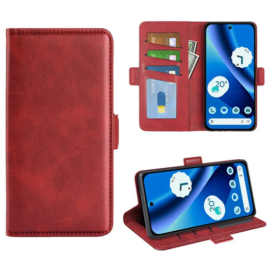 Google Pixel 10a Hoesje - MobyDefend Luxe Wallet Book Case (Sluiting Zijkant) - Rood