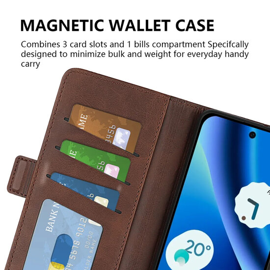 Google Pixel 10a Hoesje - MobyDefend Luxe Wallet Book Case (Sluiting Zijkant) - Lichtbruin