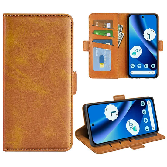Google Pixel 10a Hoesje - MobyDefend Luxe Wallet Book Case (Sluiting Zijkant) - Lichtbruin