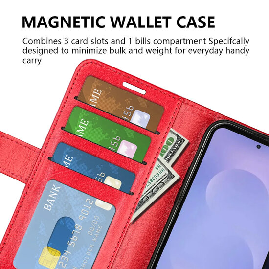 Samsung Galaxy S26 Hoesje - MobyDefend Wallet Book Case (Sluiting Achterkant) - Rood