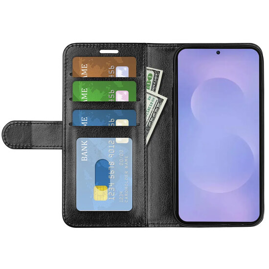 Samsung Galaxy S26 Hoesje - MobyDefend Wallet Book Case (Sluiting Achterkant) - Zwart