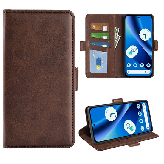 Google Pixel 10a Hoesje - MobyDefend Luxe Wallet Book Case (Sluiting Zijkant) - Bruin