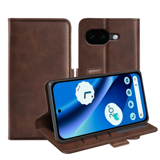 Google Pixel 10a Hoesje - MobyDefend Luxe Wallet Book Case (Sluiting Zijkant) - Bruin