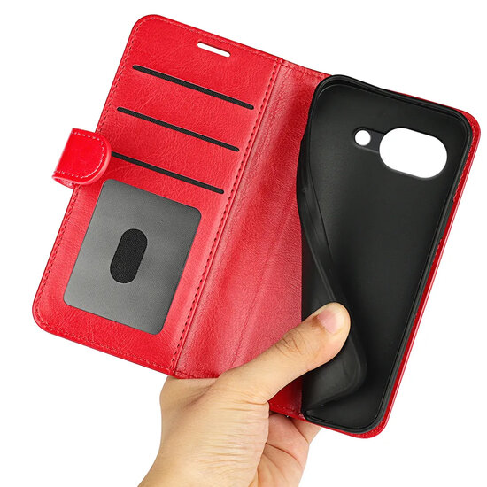 Google Pixel 10a Hoesje - MobyDefend Wallet Book Case (Sluiting Achterkant) - Rood