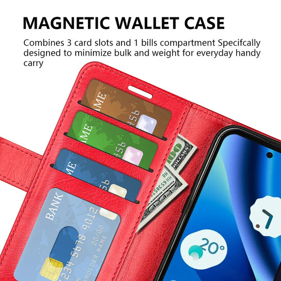 Google Pixel 10a Hoesje - MobyDefend Wallet Book Case (Sluiting Achterkant) - Rood