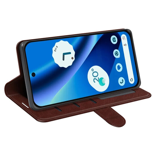 Google Pixel 10a Hoesje - MobyDefend Wallet Book Case (Sluiting Achterkant) - Bruin