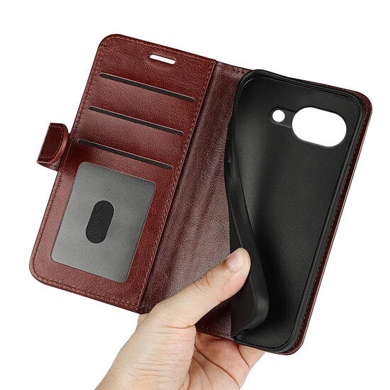 Google Pixel 10a Hoesje - MobyDefend Wallet Book Case (Sluiting Achterkant) - Bruin