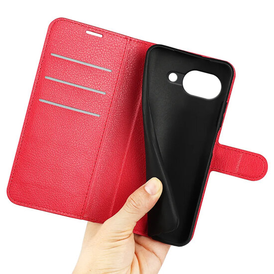 Google Pixel 10a Hoesje - MobyDefend Kunstleren Wallet Book Case (Sluiting Voorkant) - Rood