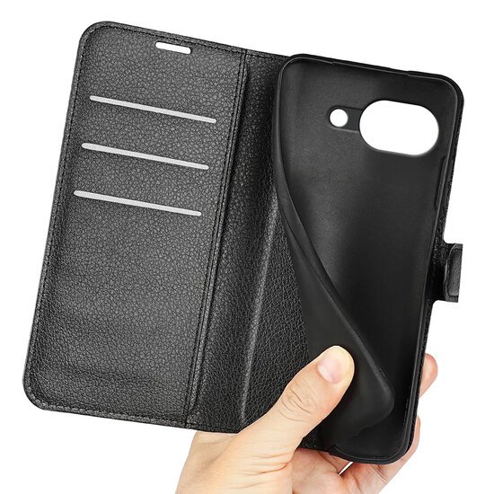 Google Pixel 10a Hoesje - MobyDefend Kunstleren Wallet Book Case (Sluiting Voorkant) - Zwart