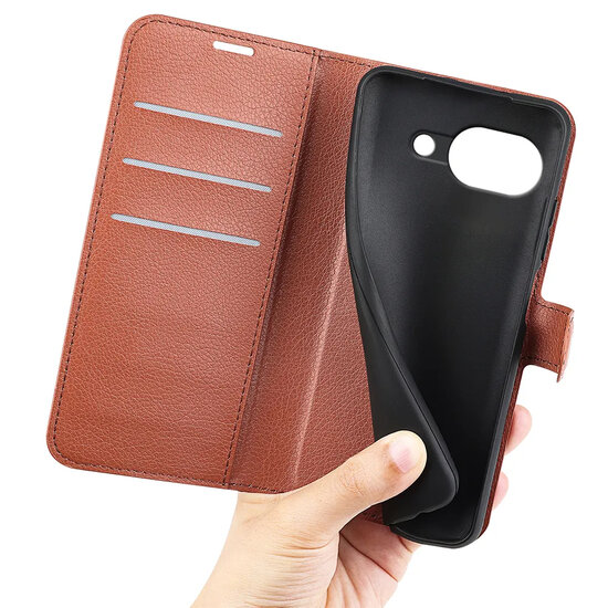Google Pixel 10a Hoesje - MobyDefend Kunstleren Wallet Book Case (Sluiting Voorkant) - Bruin