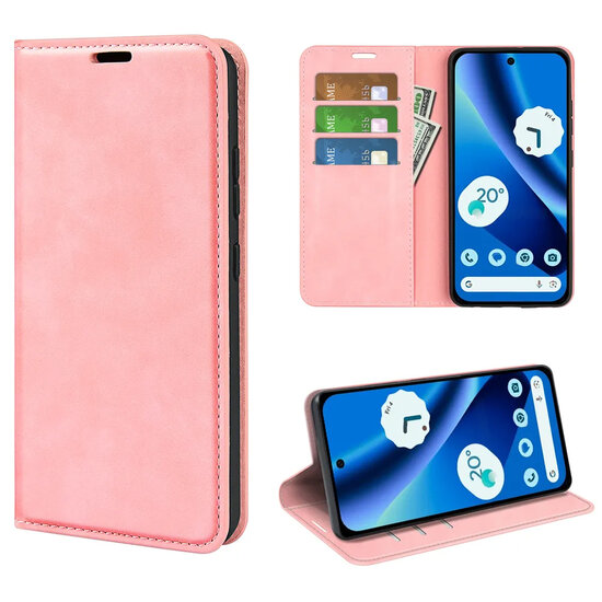 Google Pixel 10a Hoesje - MobyDefend Luxe Wallet Bookcase (Magnetische Sluiting) - Roze