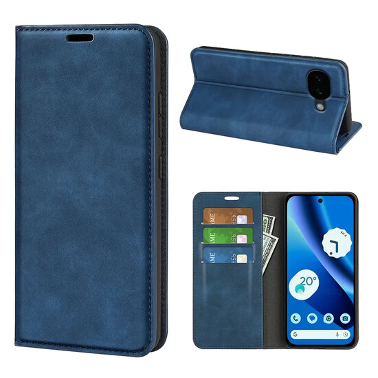 Google Pixel 10a Hoesje - MobyDefend Luxe Wallet Bookcase (Magnetische Sluiting) - Blauw