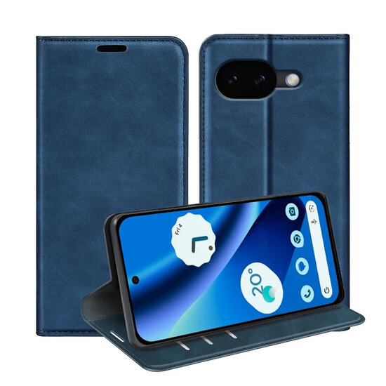 Google Pixel 10a Hoesje - MobyDefend Luxe Wallet Bookcase (Magnetische Sluiting) - Blauw