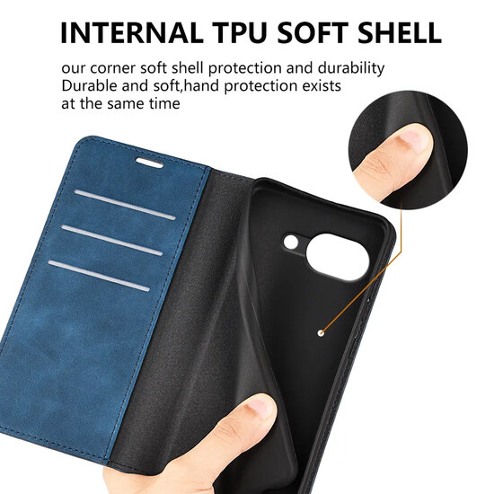 Google Pixel 10a Hoesje - MobyDefend Luxe Wallet Bookcase (Magnetische Sluiting) - Zwart