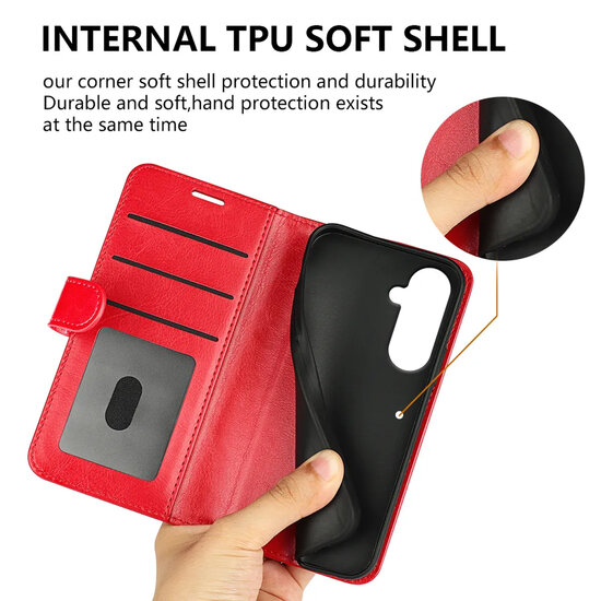 Samsung Galaxy S26 Plus (S26+) Hoesje - MobyDefend Wallet Book Case (Sluiting Achterkant) - Zwart