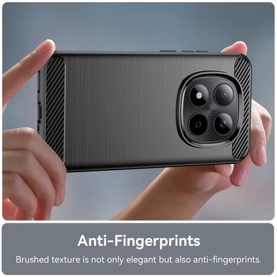 Xiaomi Redmi Note 15 Pro 5G Hoesje - MobyDefend TPU Backcover - Geborstelde Metaal &amp; Carbon-Look - Zwart