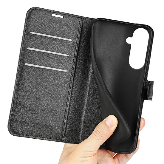 Samsung Galaxy S26 Plus (S26+) Hoesje - MobyDefend Kunstleren Wallet Book Case (Sluiting Voorkant) - Zwart