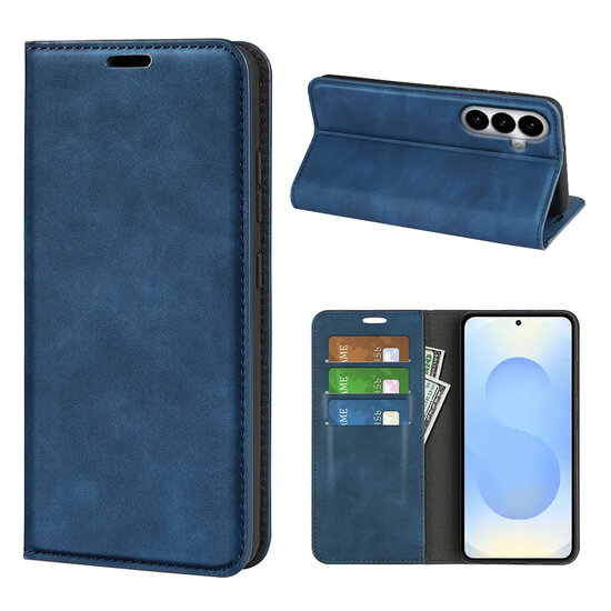 Samsung Galaxy S26 Plus (S26+) Hoesje - MobyDefend Luxe Wallet Bookcase (Magnetische Sluiting) - Blauw