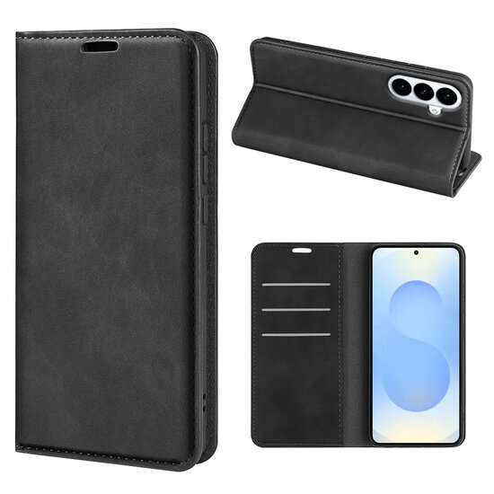Samsung Galaxy S26 Plus (S26+) Hoesje - MobyDefend Luxe Wallet Bookcase (Magnetische Sluiting) - Zwart