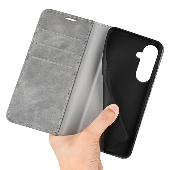 Samsung Galaxy S26 Plus (S26+) Hoesje - MobyDefend Luxe Wallet Bookcase (Magnetische Sluiting) - Grijs