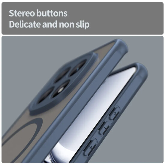 Xiaomi Redmi Note 15 5G Hoesje - MobyDefend MagSafe Case Mat Transparant Met Gekleurde Rand - Blauw