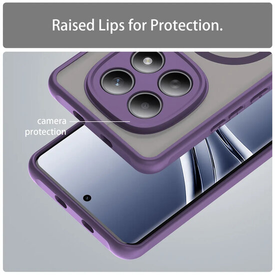 Xiaomi Redmi Note 15 5G Hoesje - MobyDefend MagSafe Case Mat Transparant Met Gekleurde Rand - Paars