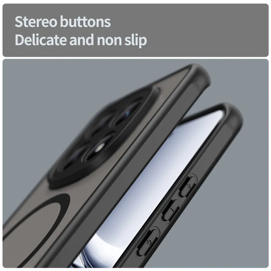 Xiaomi Redmi Note 15 5G Hoesje - MobyDefend MagSafe Case Mat Transparant Met Gekleurde Rand - Zwart
