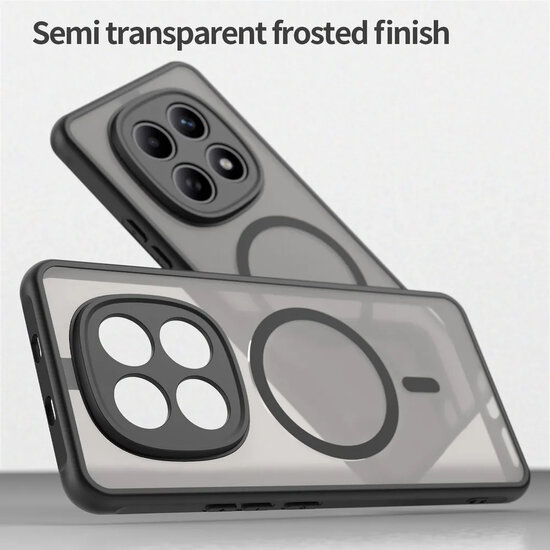 Xiaomi Redmi Note 15 5G Hoesje - MobyDefend MagSafe Case Mat Transparant Met Gekleurde Rand - Zwart