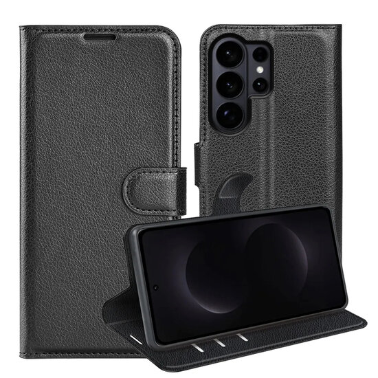 Samsung Galaxy S26 Ultra Hoesje - MobyDefend Kunstleren Wallet Book Case (Sluiting Voorkant) - Zwart