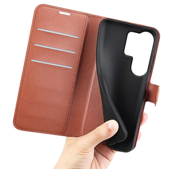 Samsung Galaxy S26 Ultra Hoesje - MobyDefend Kunstleren Wallet Book Case (Sluiting Voorkant) - Bruin