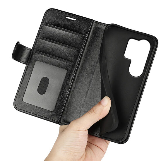 Samsung Galaxy S26 Ultra Hoesje - MobyDefend Wallet Book Case (Sluiting Achterkant) - Zwart