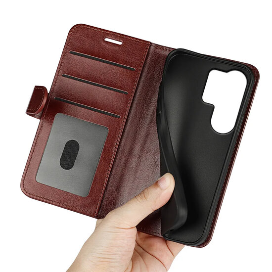 Samsung Galaxy S26 Ultra Hoesje - MobyDefend Wallet Book Case (Sluiting Achterkant) - Bruin